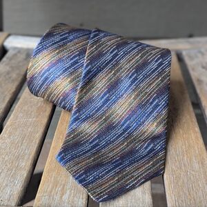 Missoni Cravatte 100% Silk Tie Blue Colorful Made in Italy